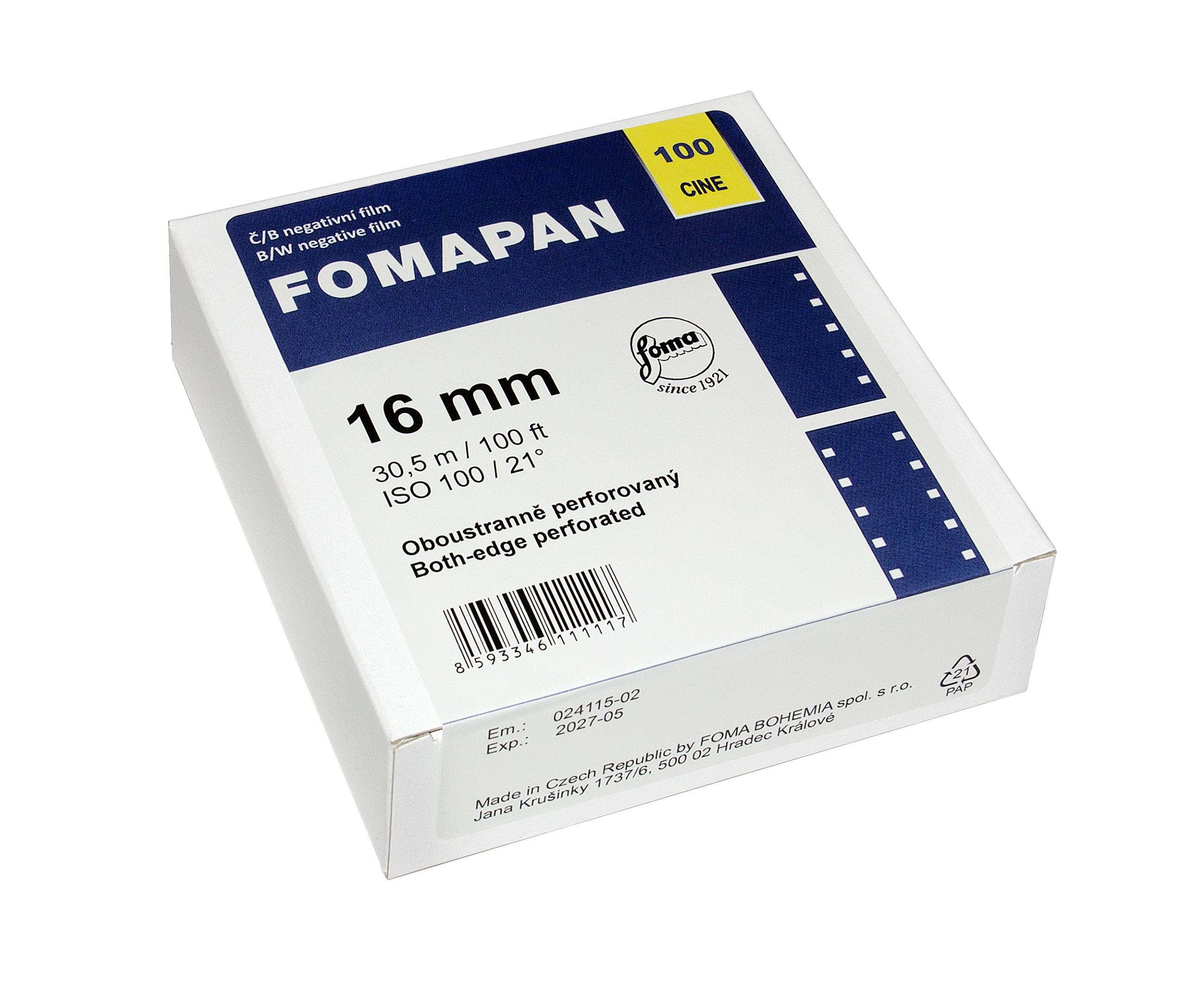 FOMAPAN 100 Cine 16 MM/30,5 BM 2xPERFO