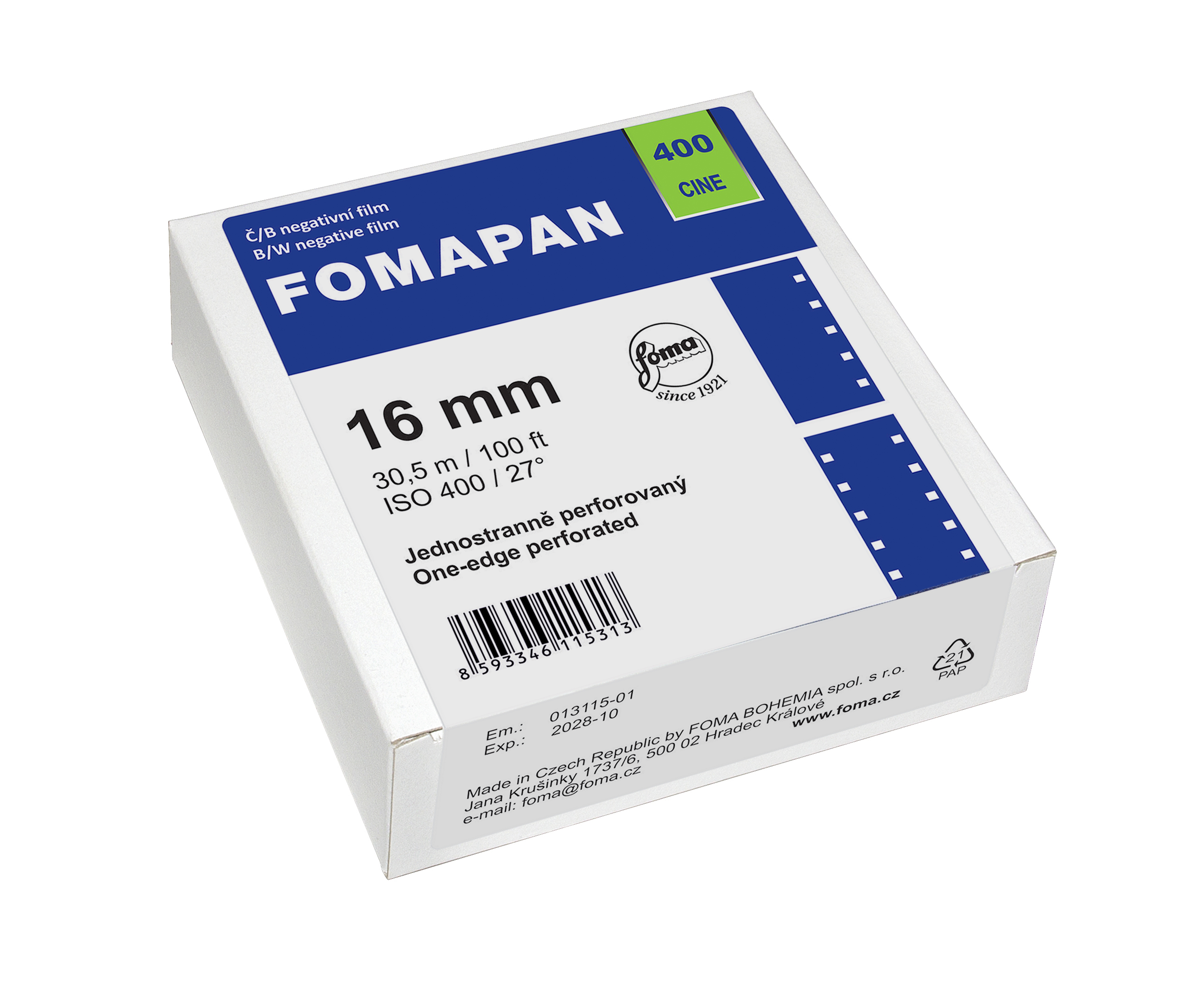 FOMAPAN 400 Cine 16 MM/30,5 BM 1xPERFO